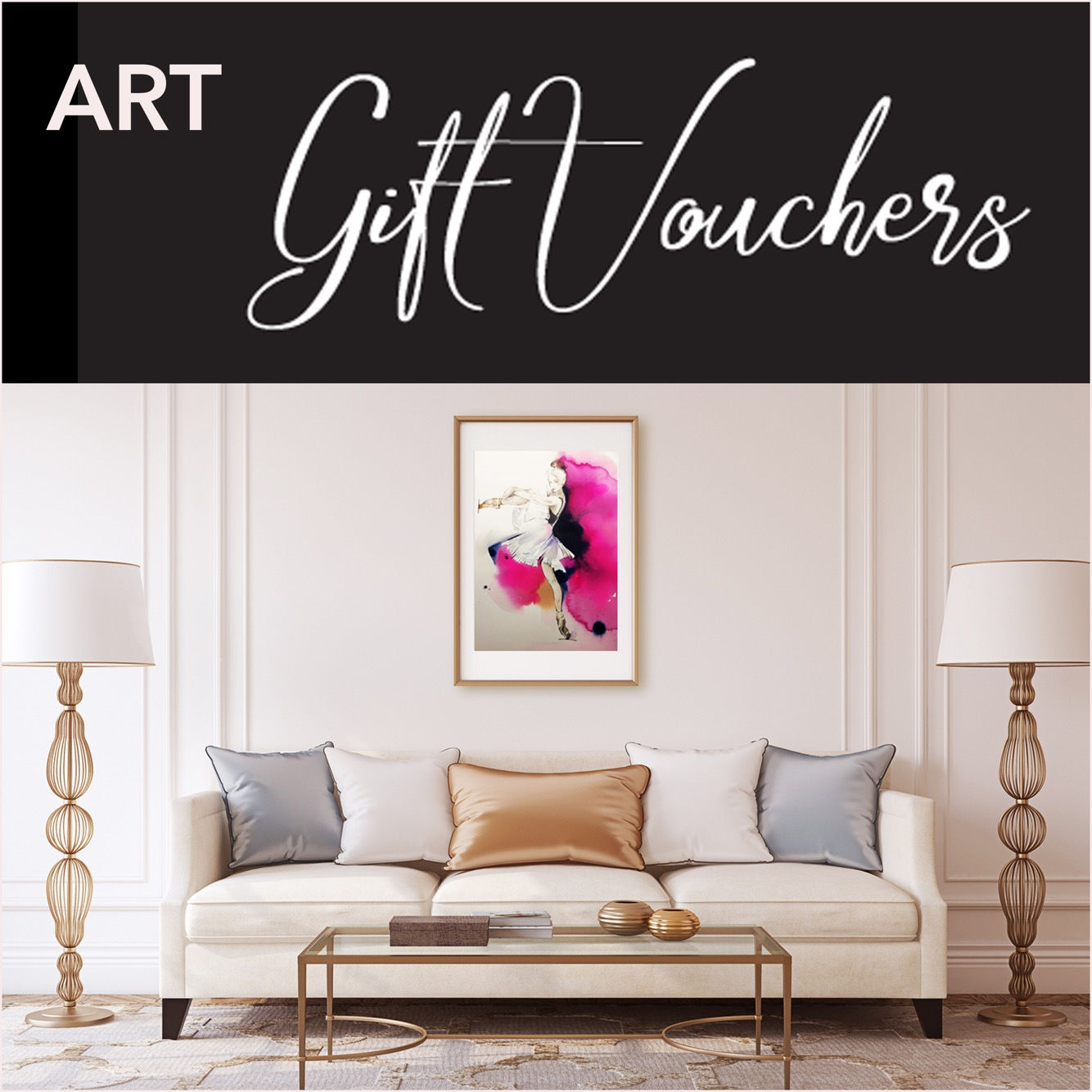 Custom art gift voucher at Pony and Belle Sydney by designer & artist, Belinda Baynes. Ballerina  art print