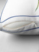 Cushion zipper detail concealed zip white fabric blue trim
