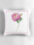 Hamptons peony cushion pink floral watercolour by Belinda Baynes