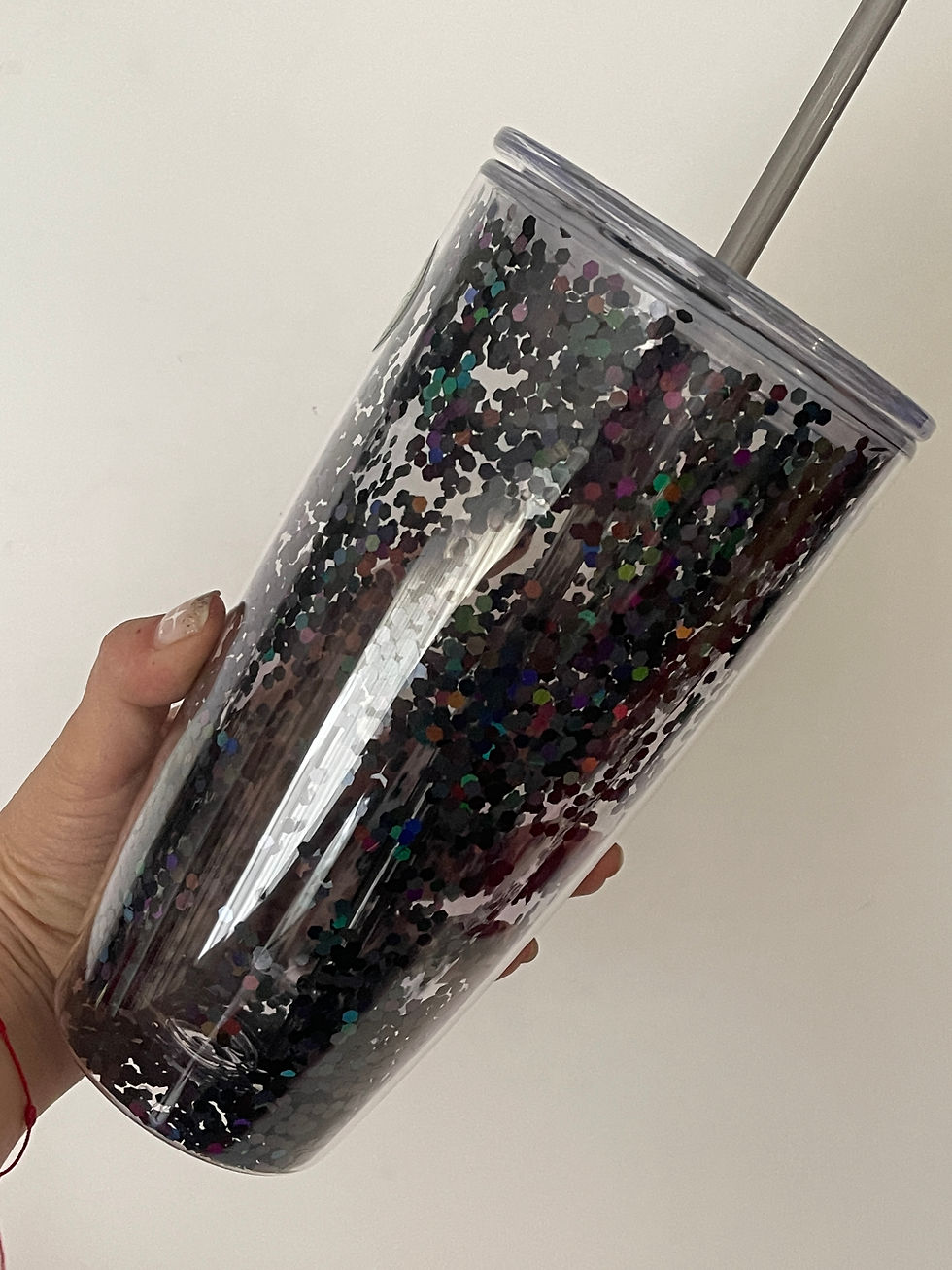 Miniatura: VASO GLITTER CON POPOTE