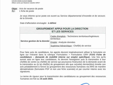 Avis de vacances de postes