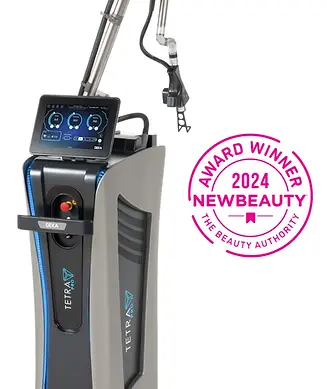 Tetra PRO machine with badge for 2024 New Beauty Award Winner.webp
