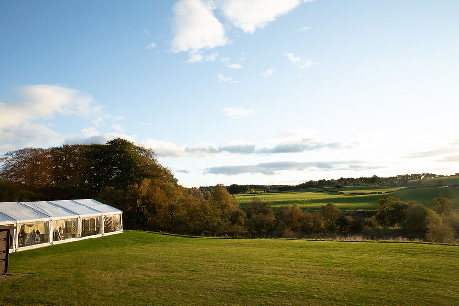The marquee and view at Eden Leisure Village