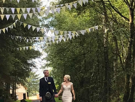 Bride and Groom having a stroll on Eden Leisure Village's grounds