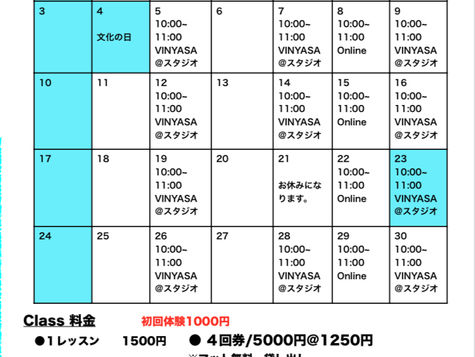 11月のスケジュール