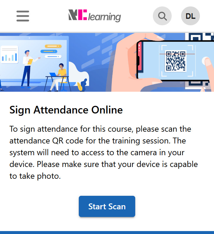 Image highlighting one of the MClearning functions, they can scan the QR code for the training session