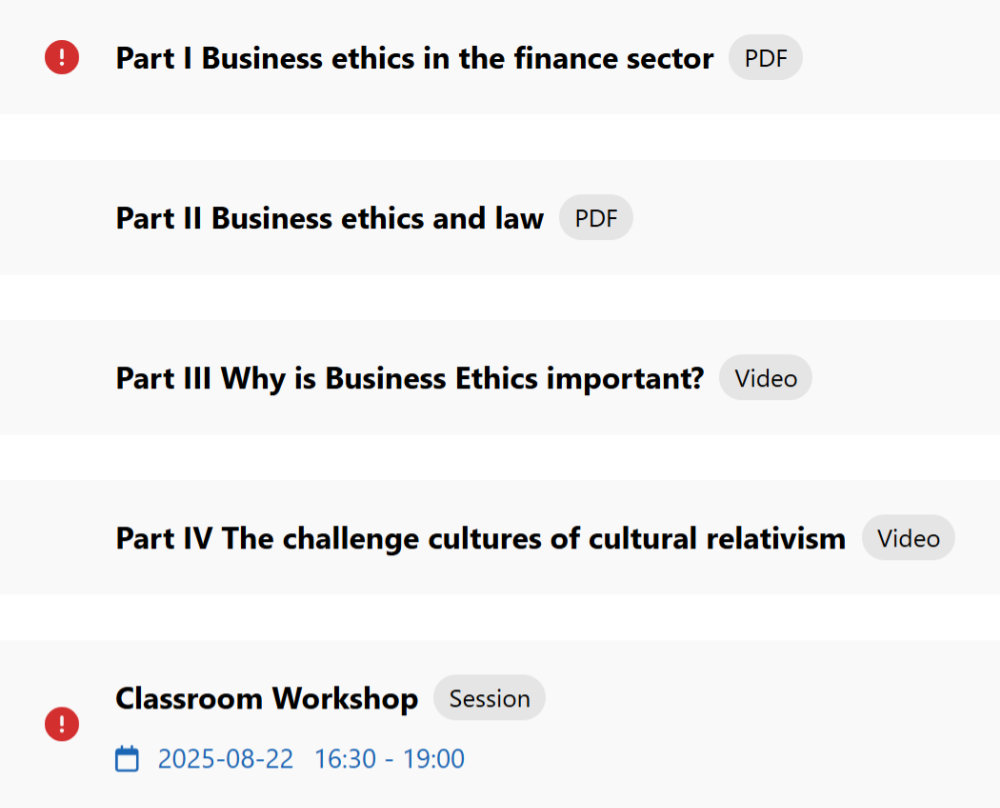 Visual representation of various e-learning content types supported by MClearning, such as PDFs, videos, and online assessments.