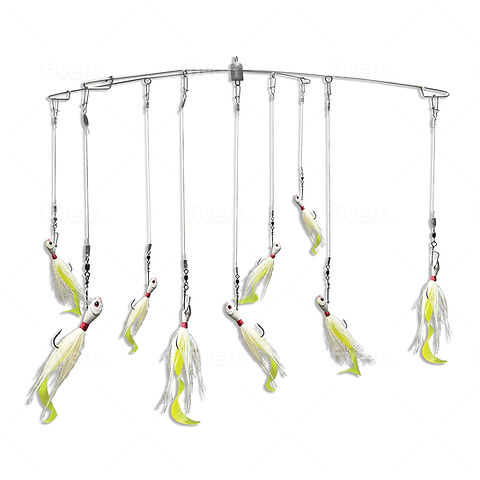 fish umbrella lure Yumbrella Flash Mob Rig and tough wire arms that hold strong without kinking out Umbrella Rig with Bucktails |