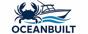 OceanBuilt logo featuring crab, boat, and fishing gear branding