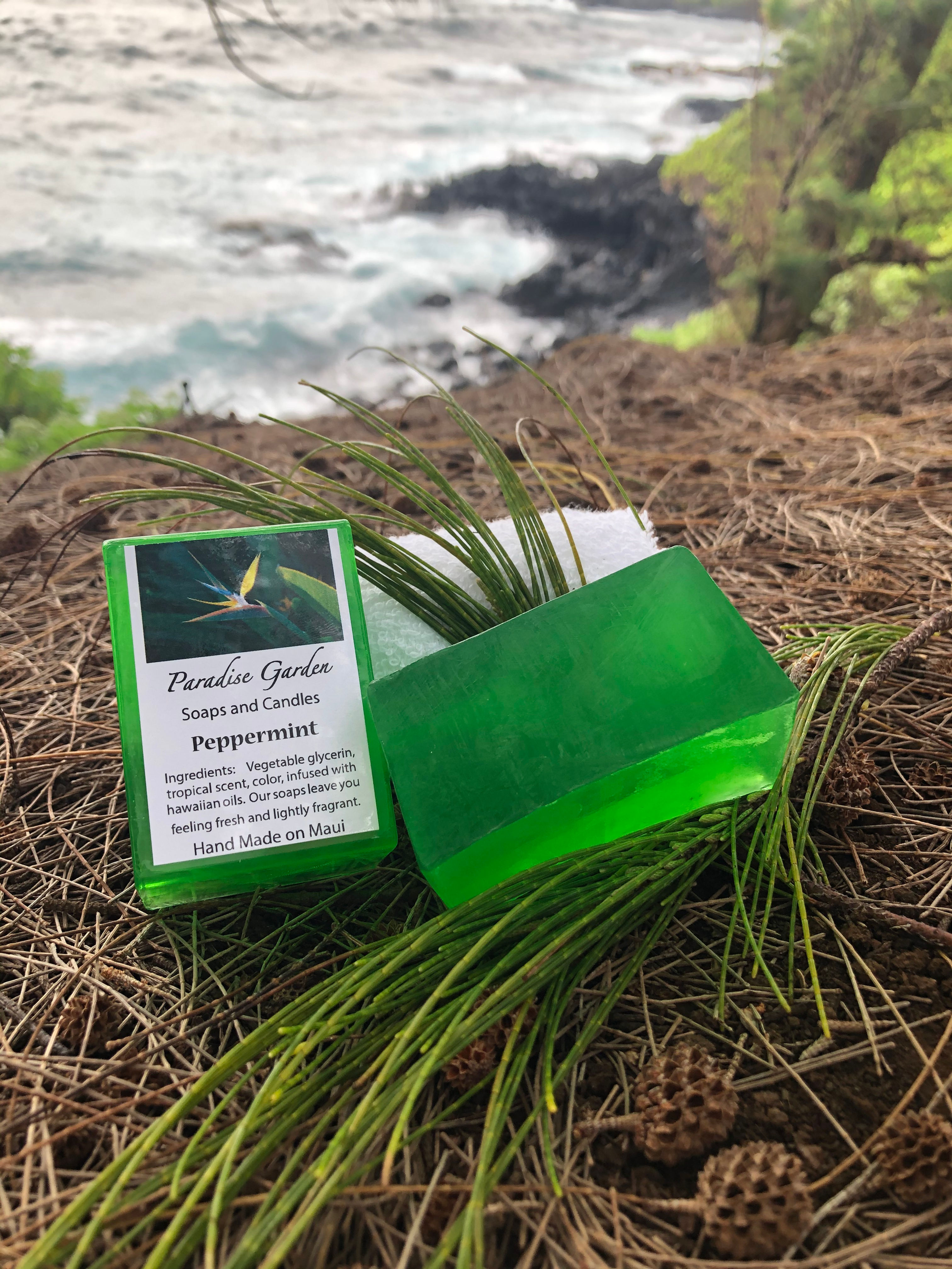 Peppermint Bar Soap, Green in Color, Smells like Cool Minty, Wintery, Goodness!