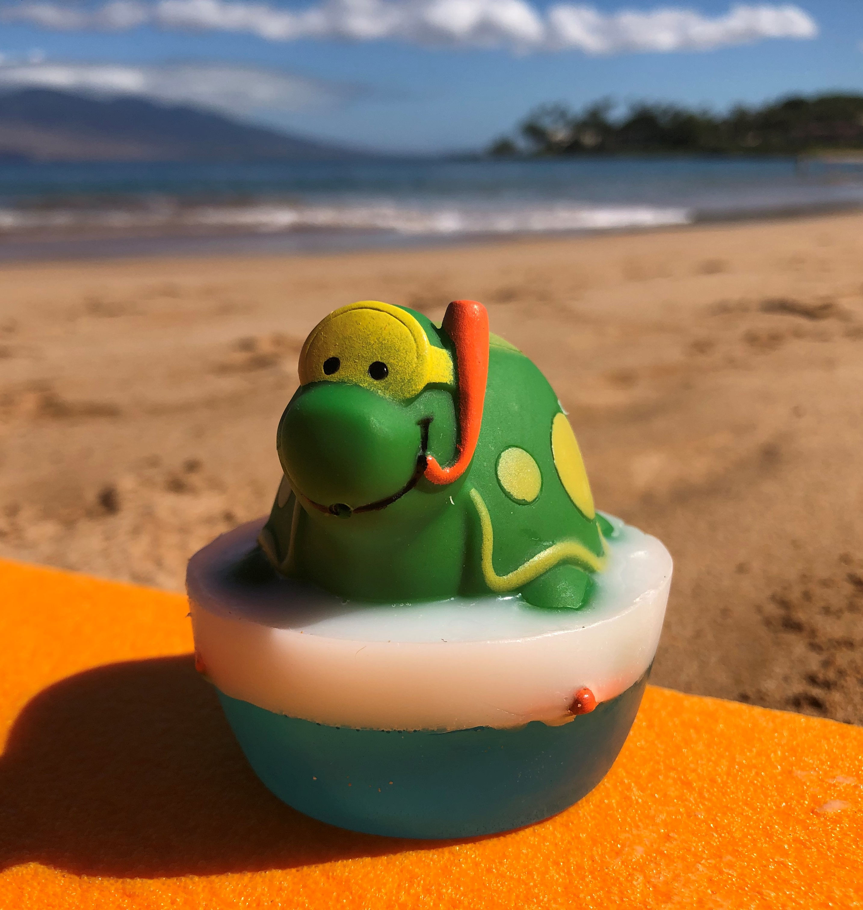 Snorkeling Turtle Bath Squirt Soap Embedded Inside Gentle Hypoallergenic Glycerin Soap with Coconut Oil, Light Coconut Scent