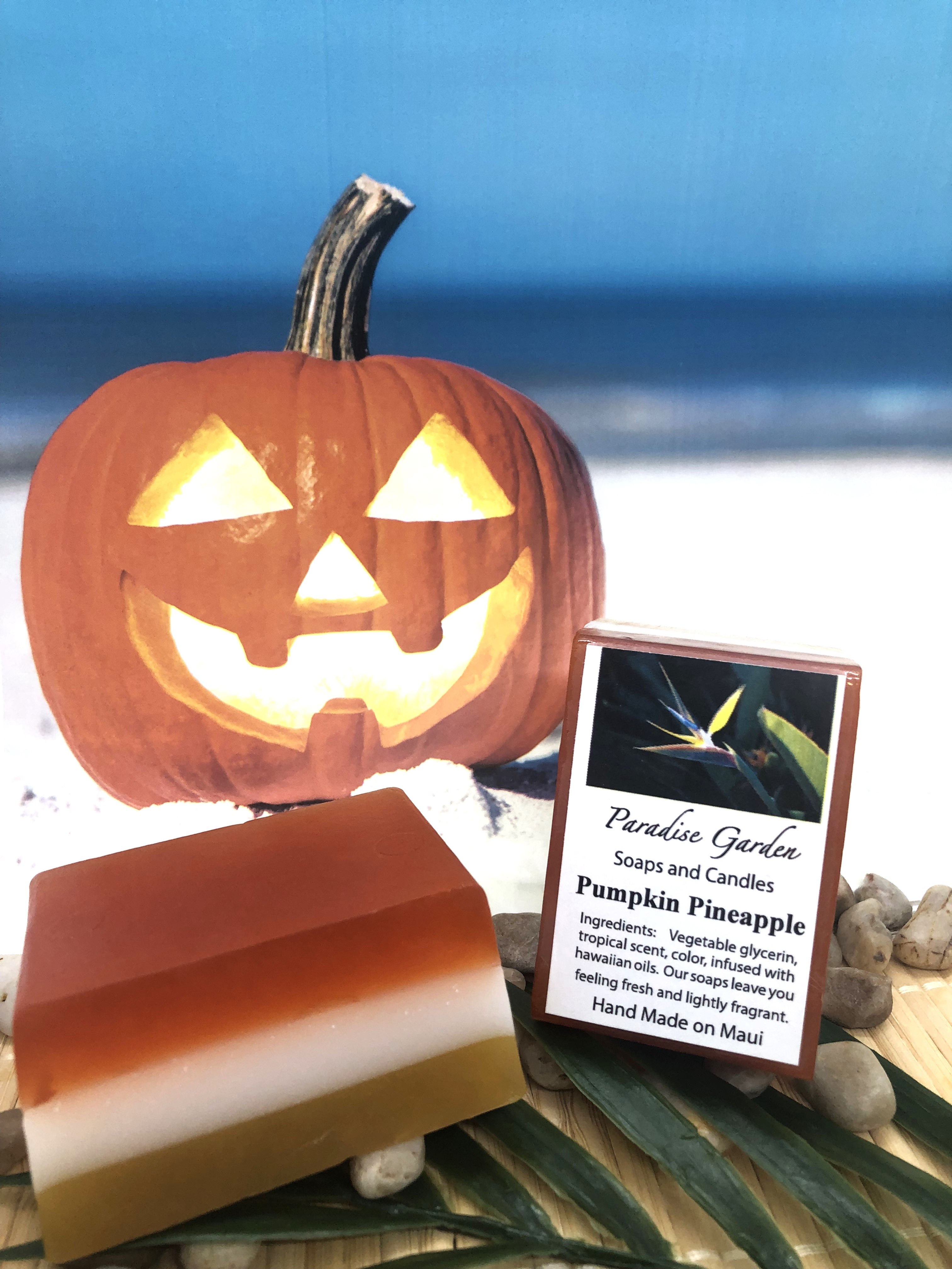Pumpkin Pineapple Bar Soap. Fall Orange, White, Golden Yellow in Color. Smells like Pumpkin Spice and Pineapple