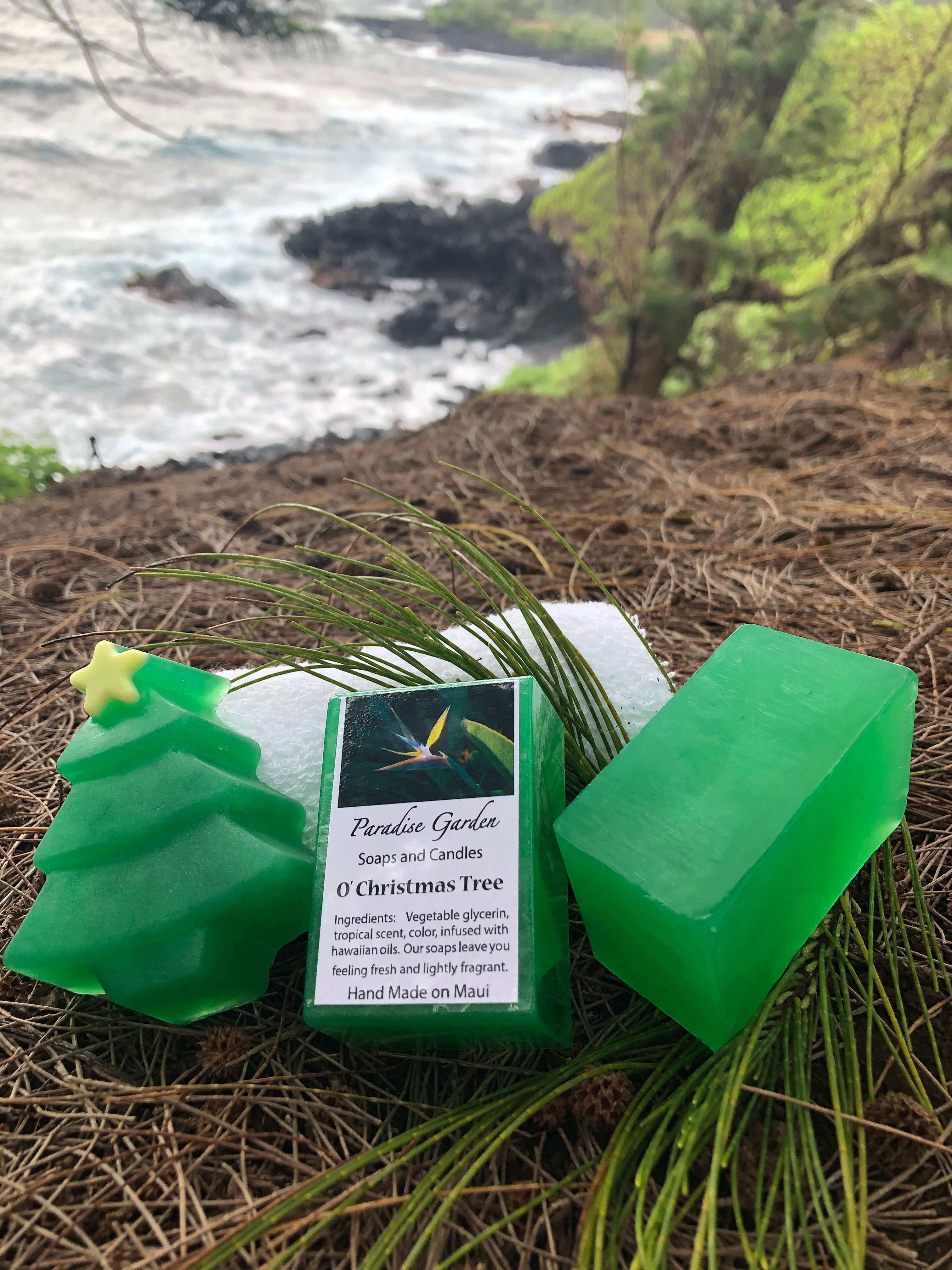 O' Christmas Tree Bar Soap. Green. A blend of Balsam, Pine, & Spruce. Smells like a Fresh Cut Xmas Tree!