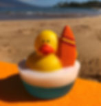 Surfing Rubber Ducky Orange Board Embedded Inside Gentle Hypoallergenic Glycerin Soap with Coconut Oil, Light Coconut Scent