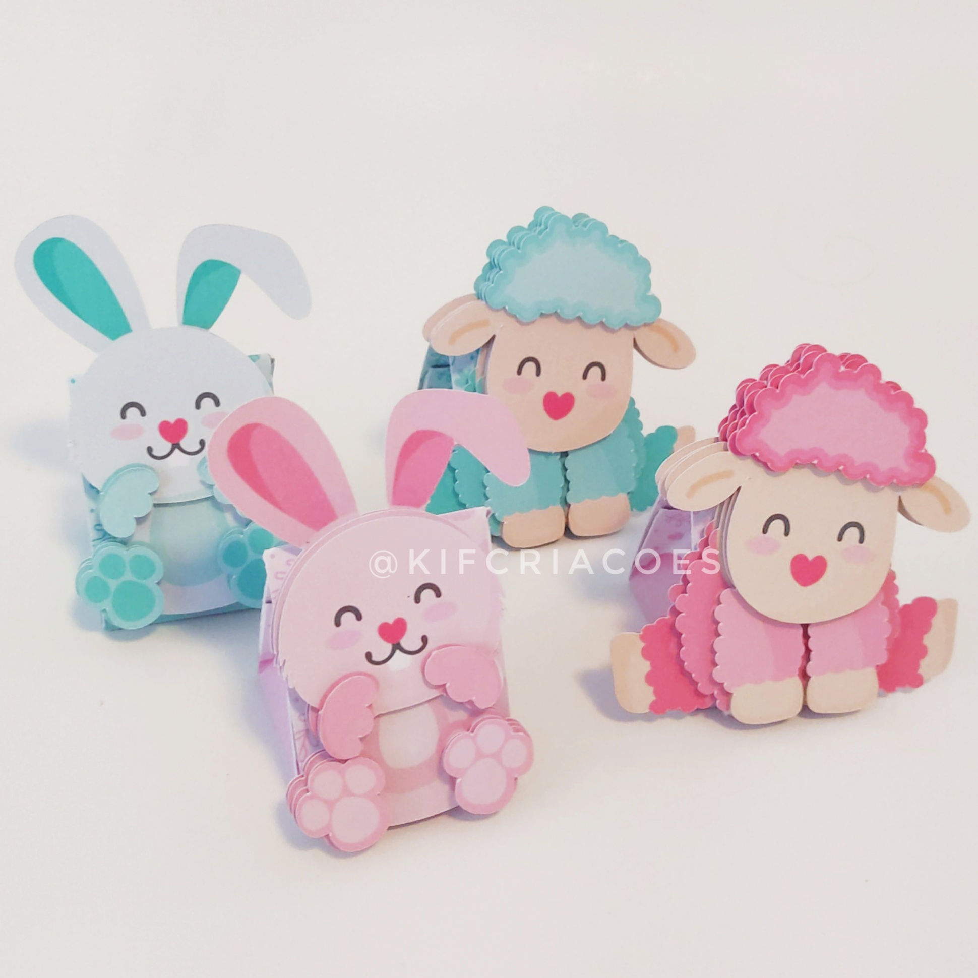 Caixa Cartão  Páscoa - Coelho e Cordeiro 