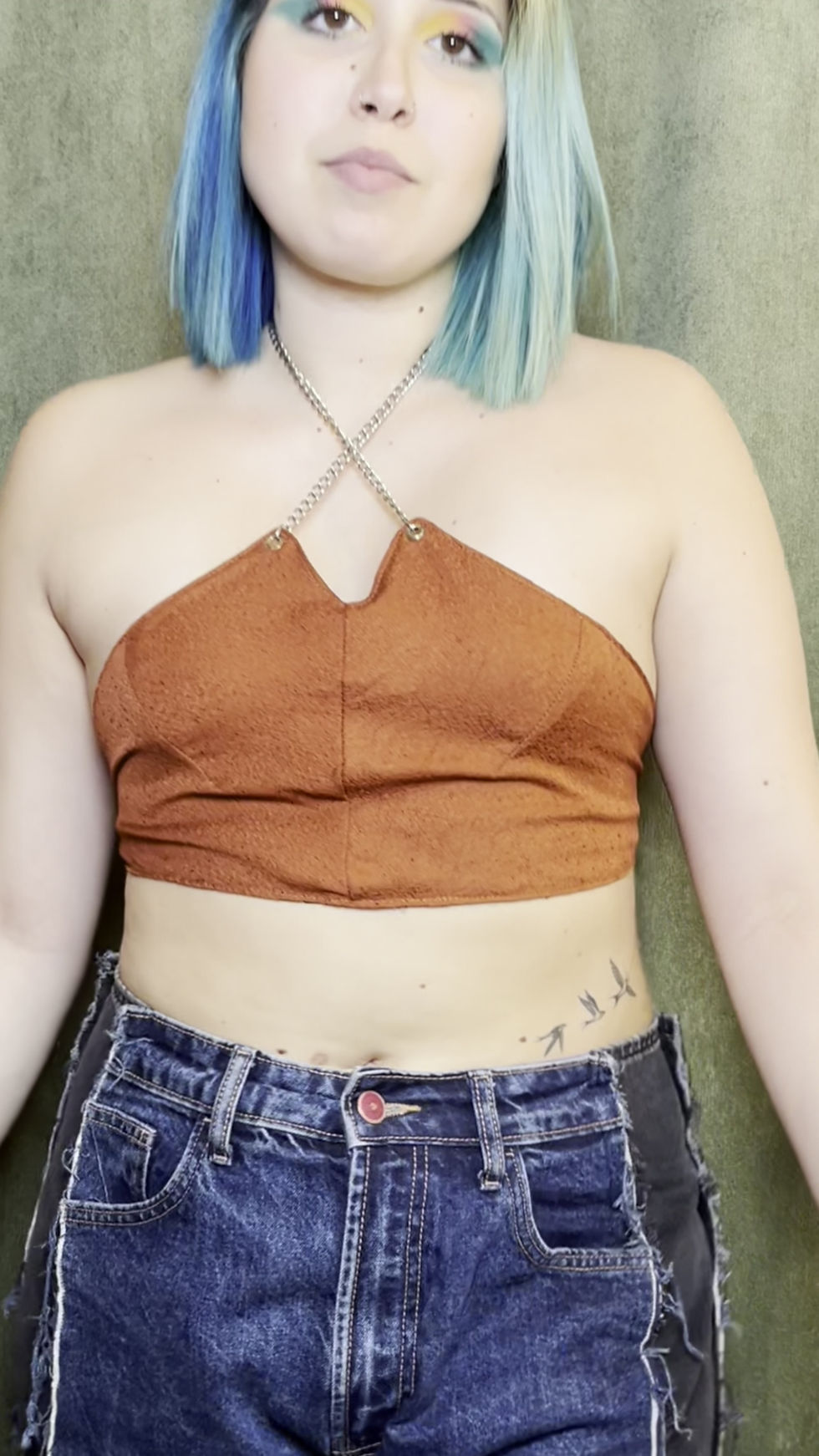 Thumbnail: Reversible Snake print and Orange Chain Top