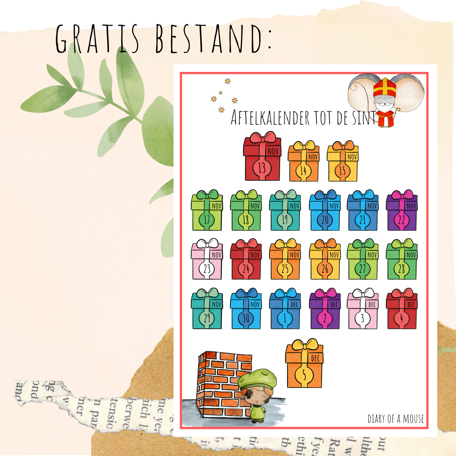 GRATIS: Aftelkalender Sint