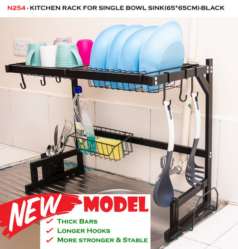 Kitchen Rack Single Kitchen Rack For Single Bowl Sink-Black | Hardware Homes