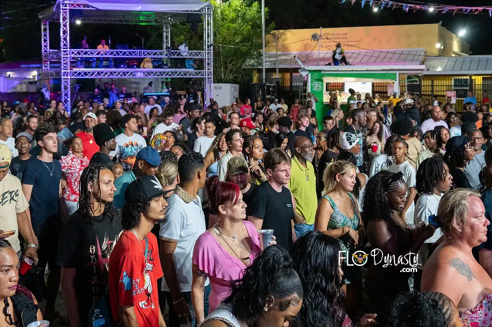 Crowd gathered at Knight’s Ville during St. John Carnival 2026 in Cruz Bay
