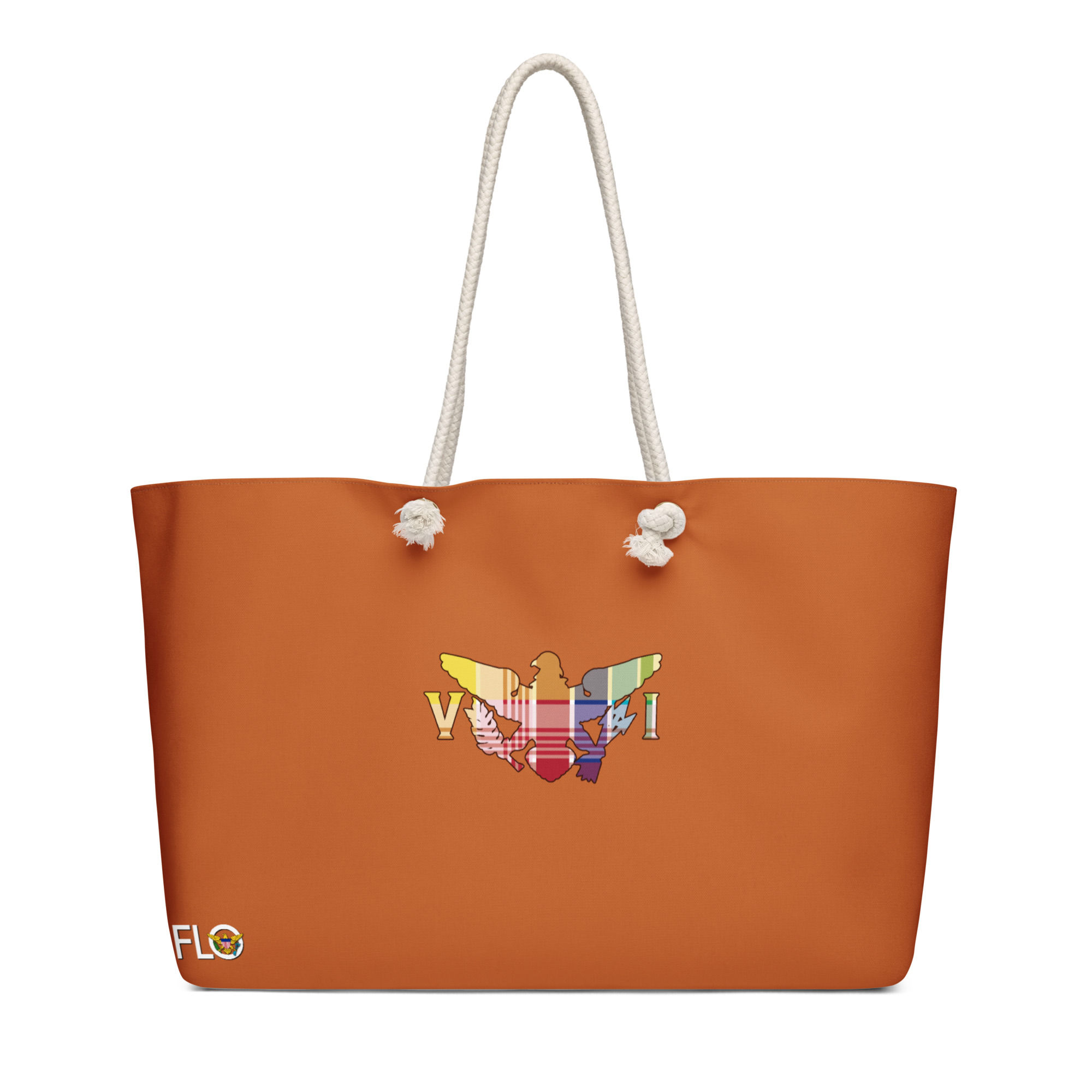 VI Madras Burnt Orange Oversized weekender bag