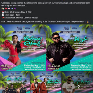 Wednesday, 5-1 STT Carnival Lineup
