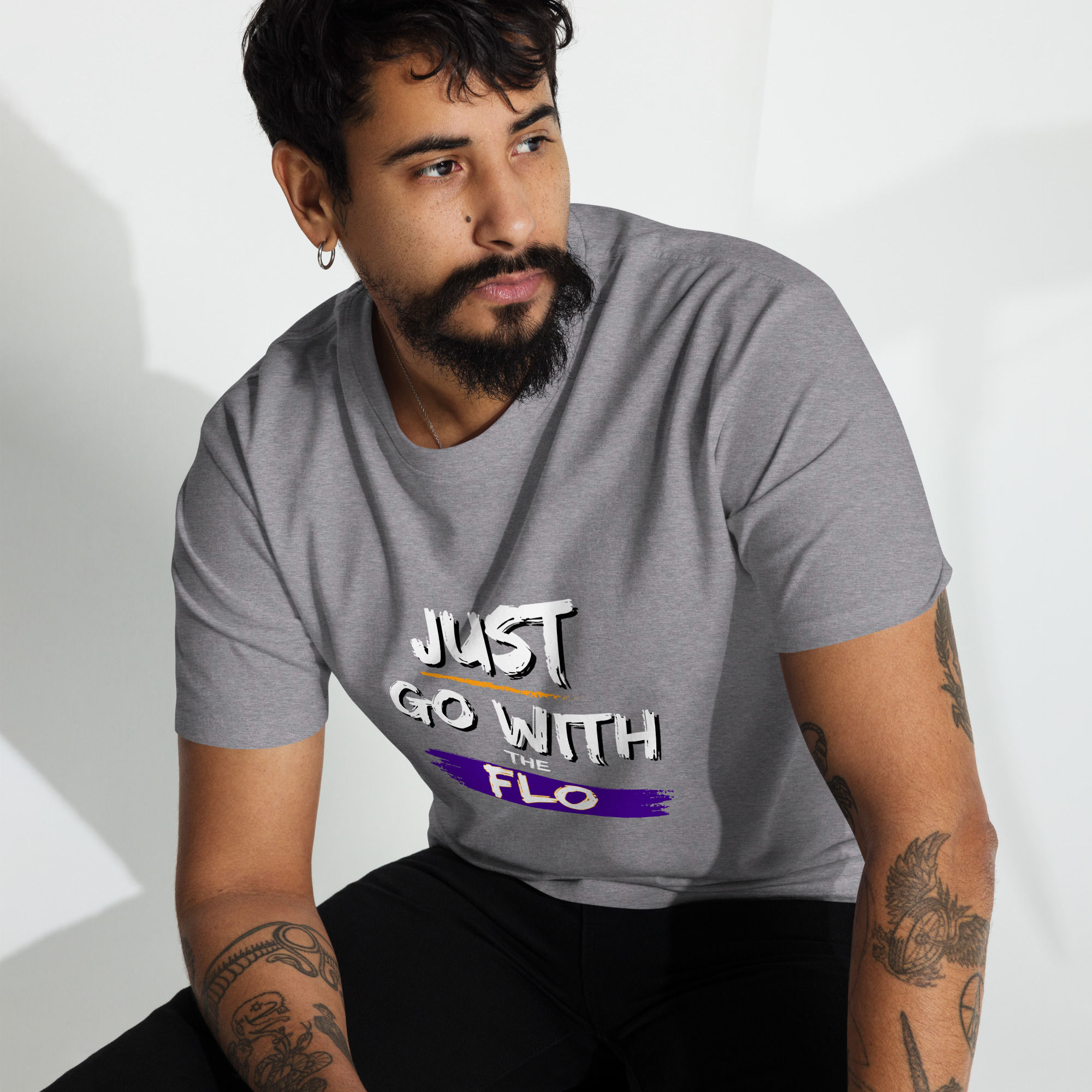 Just Go With the Flo Men’s premium heavyweight T-shirt