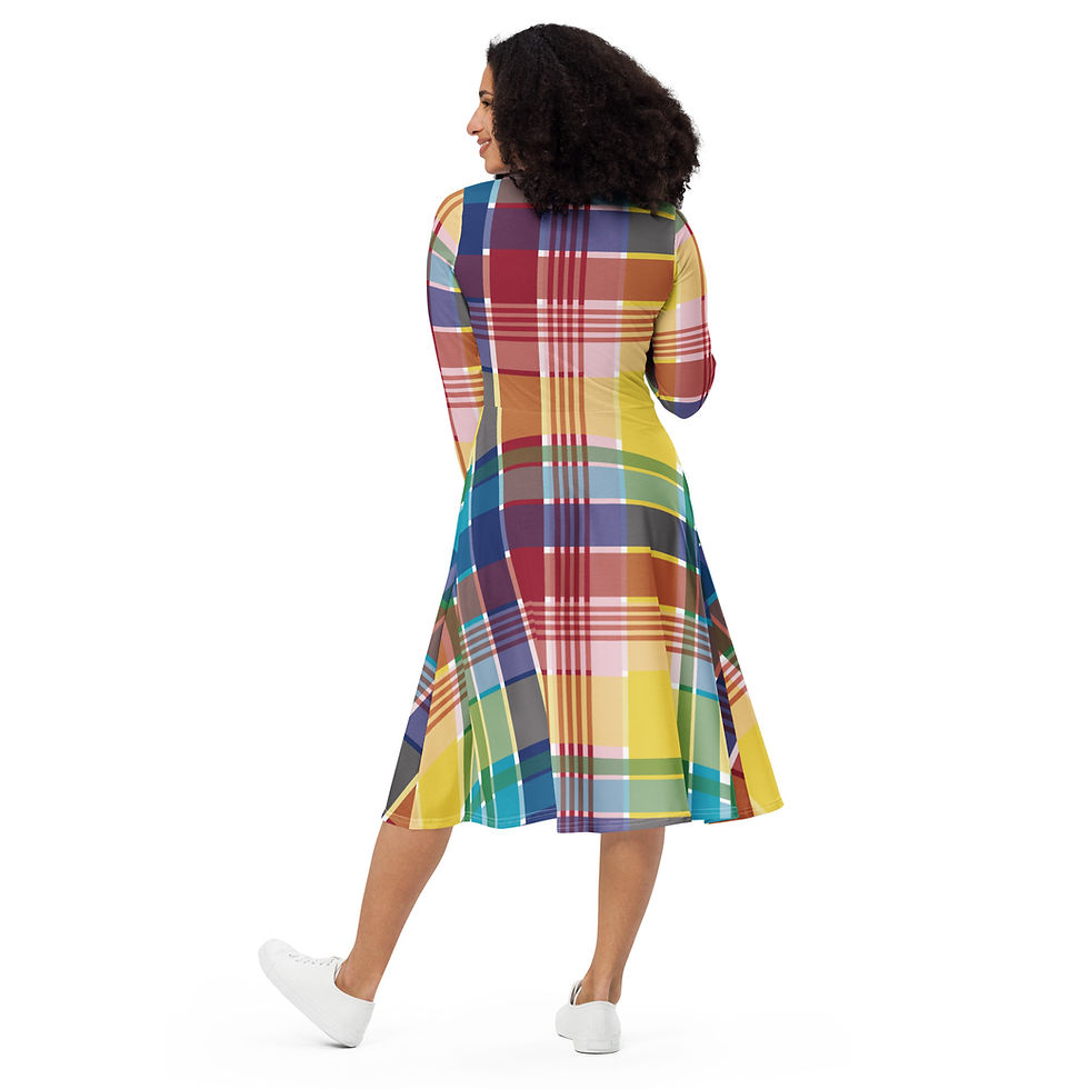 Thumbnail: VI Madras long sleeve midi dress