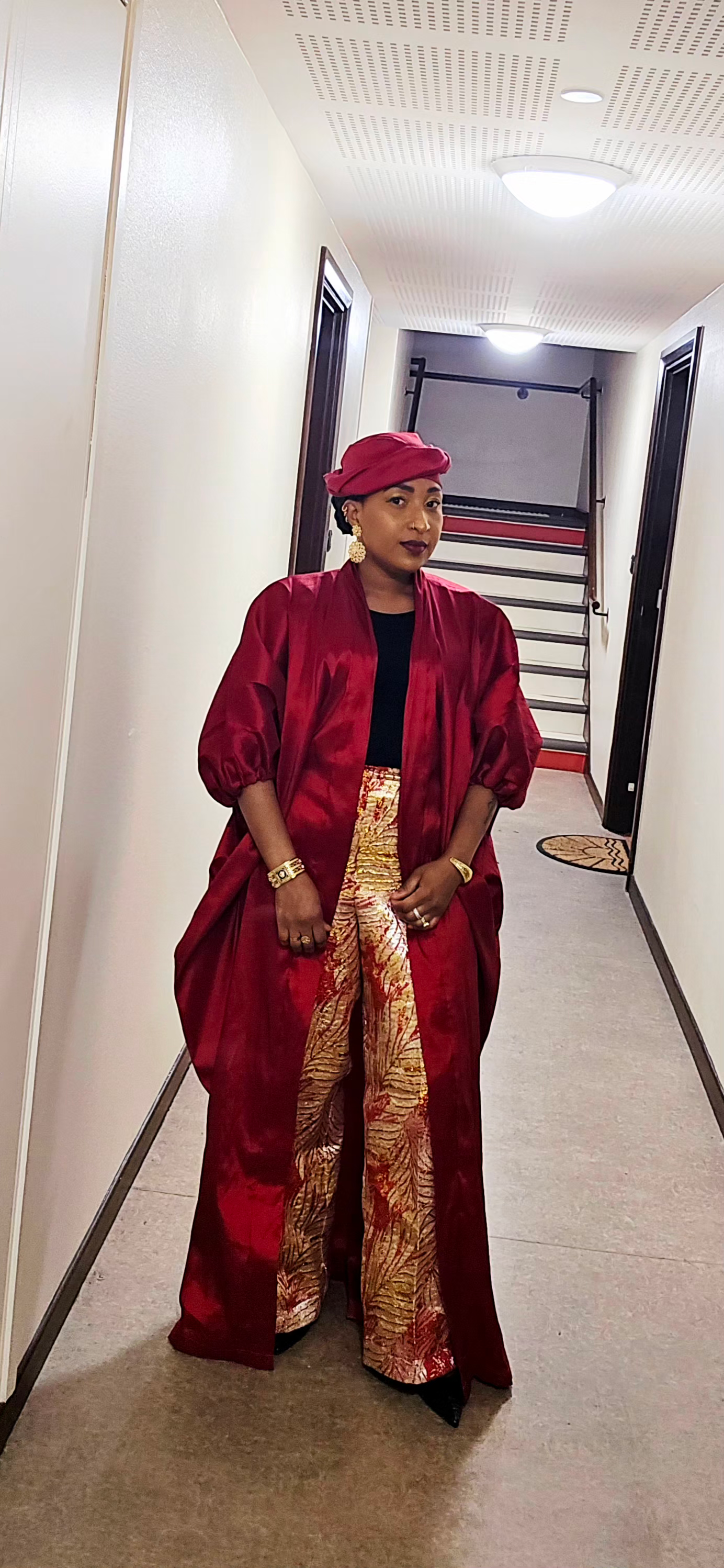 Ensemble folakemi tafetta kimono - rouge