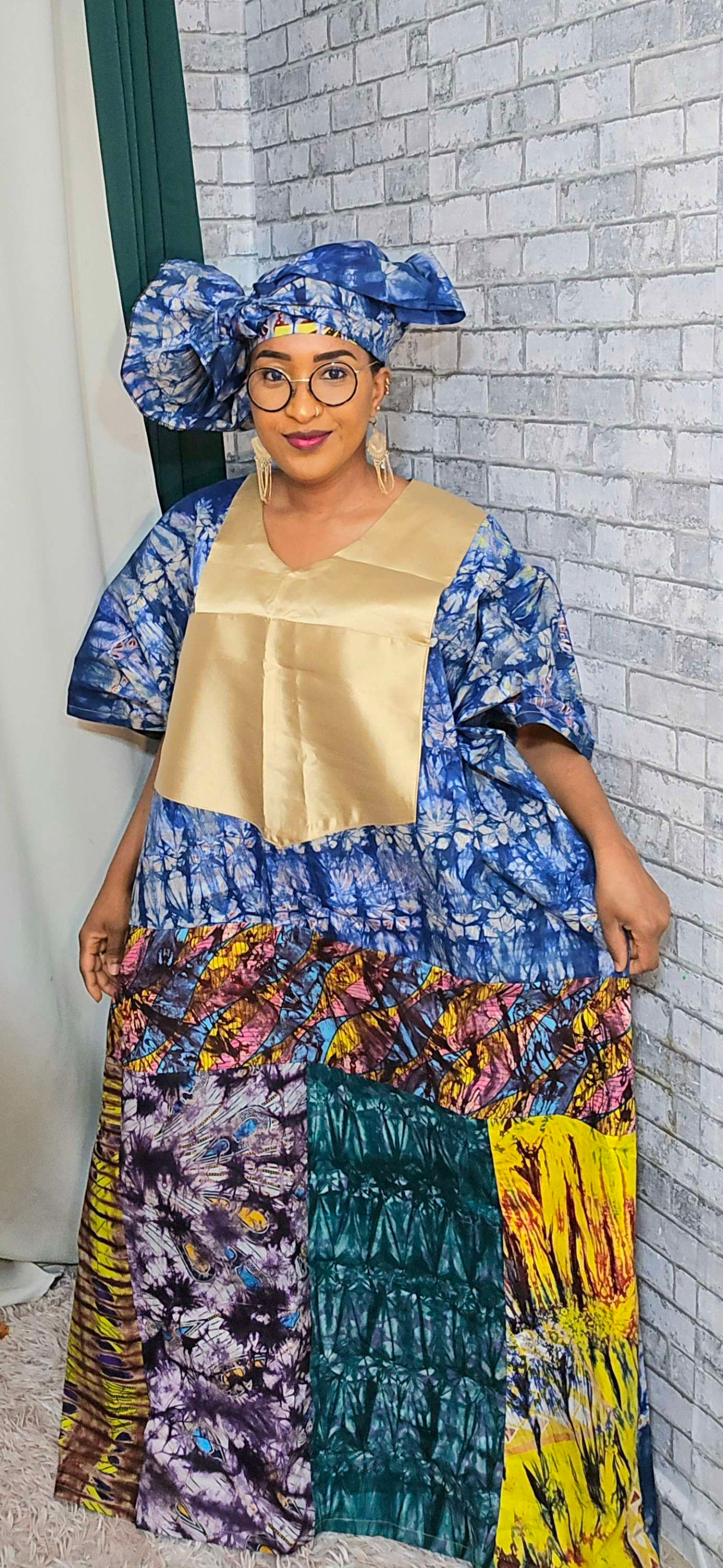 Boubou indigo 100% coton - Beige