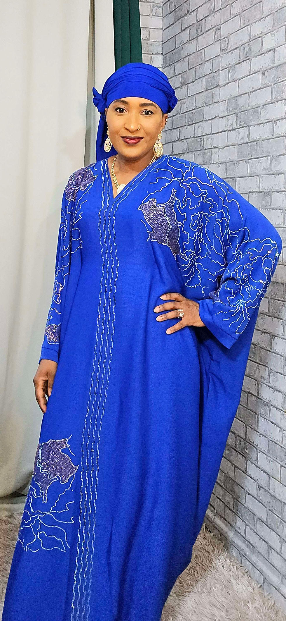 Abaya Fatou Strassée - Bleu Roi