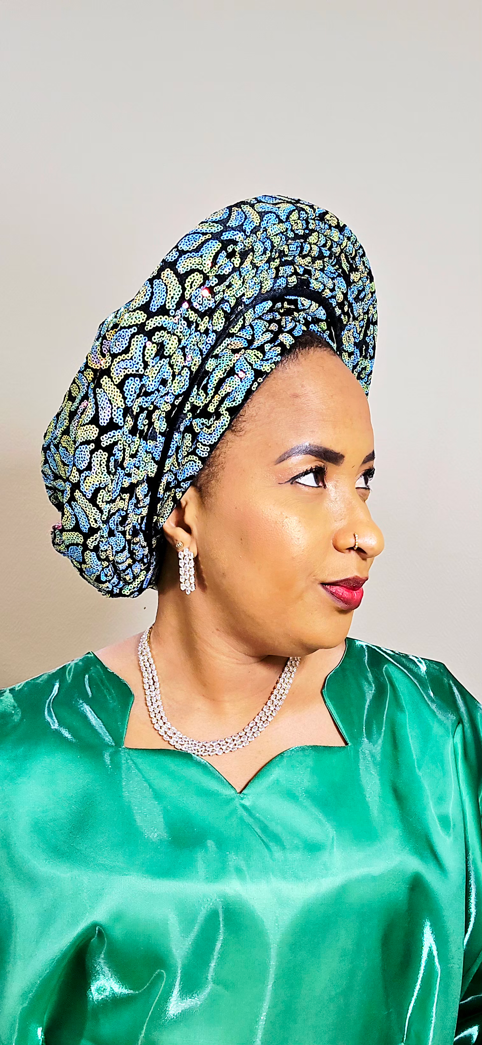 Miniature : Chapeau nigérian 2 en 1 - bleu vert