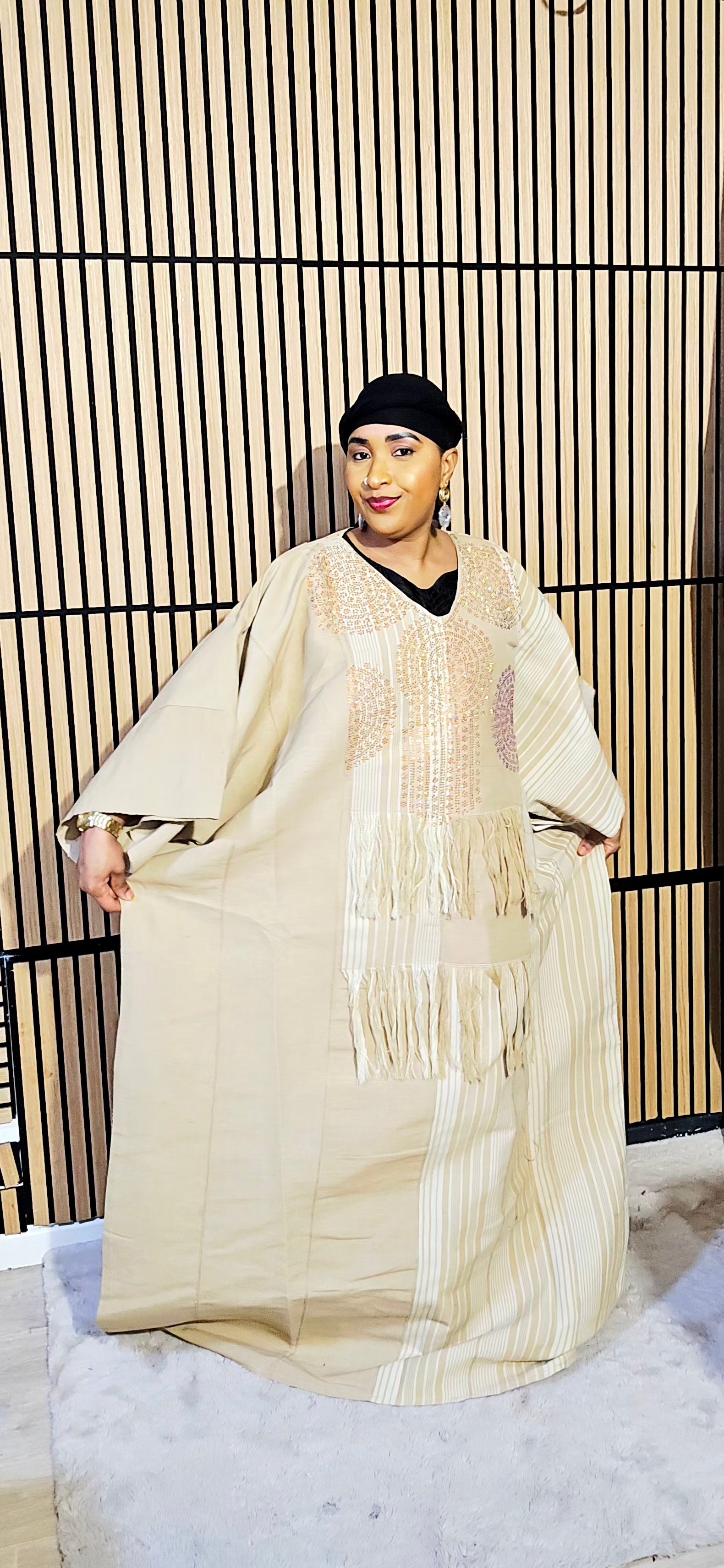 Boubou aso oke aderele strassé - beige