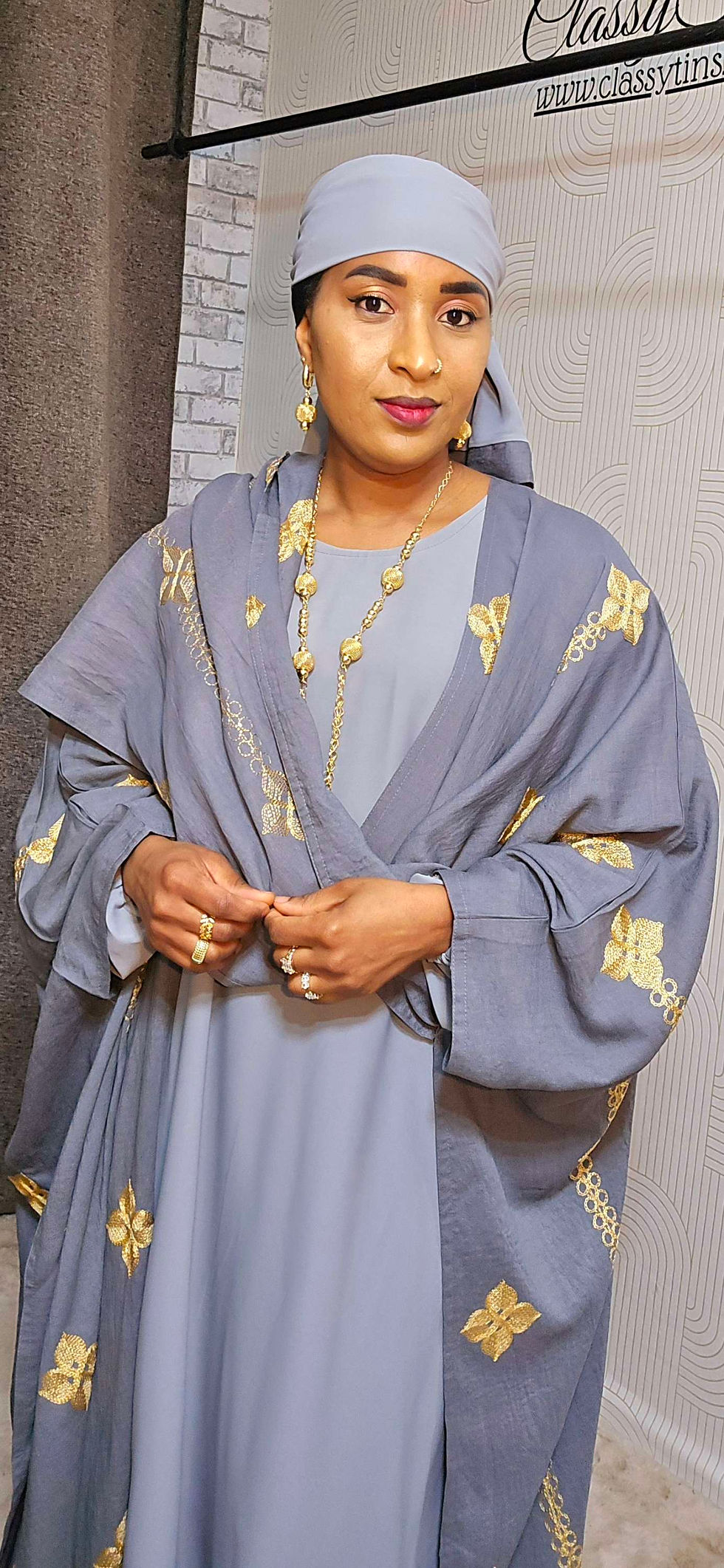 Miniature : Ensemble kimono en lin - gris