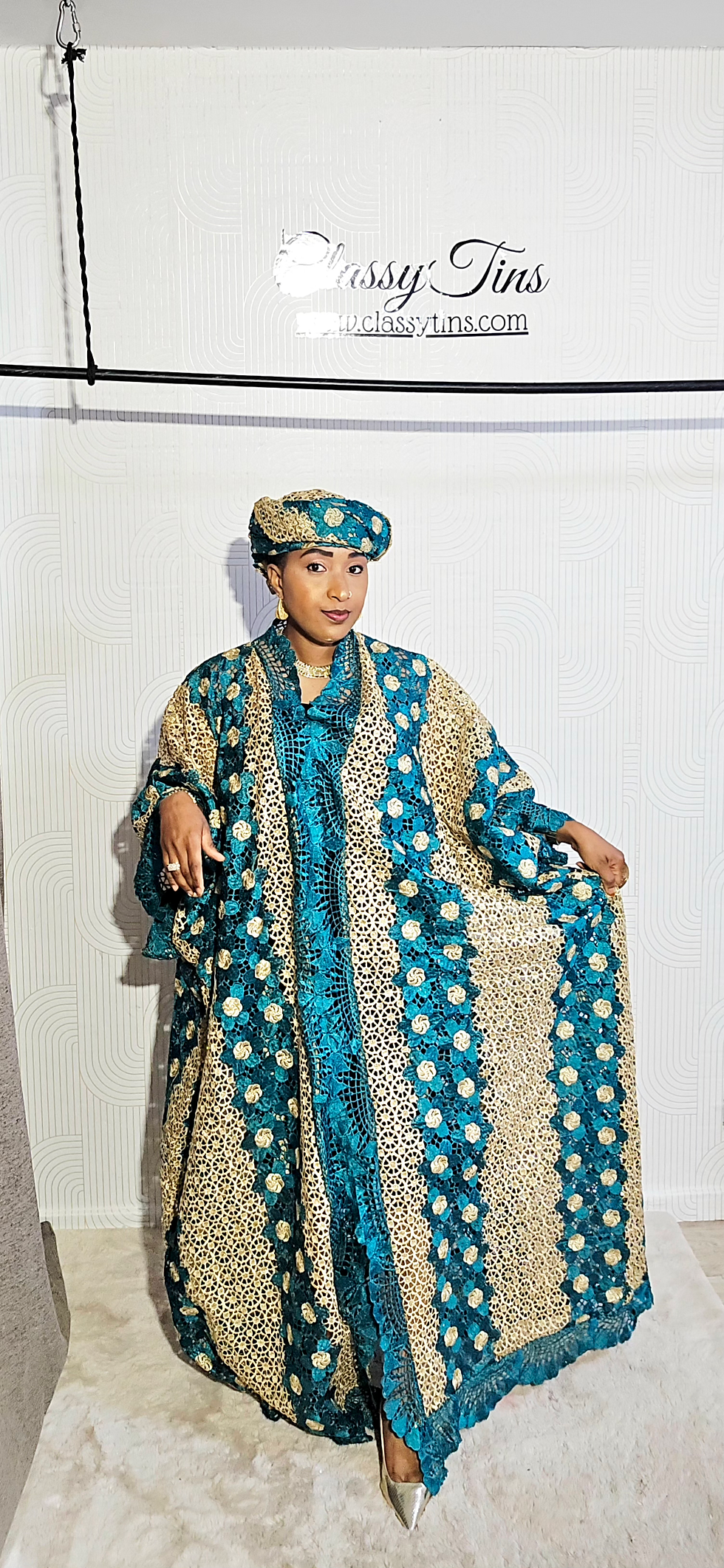 Miniature : Dentelle nigeriane bolade - vert
