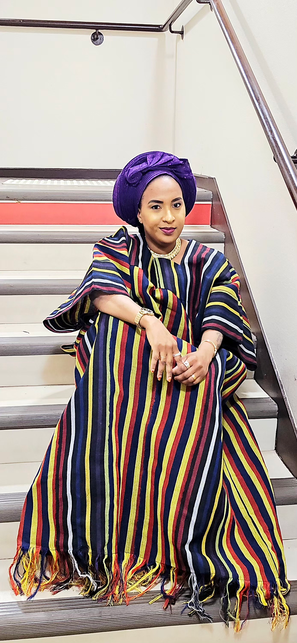 Thumbnail: Robe aso oke multi rayé 