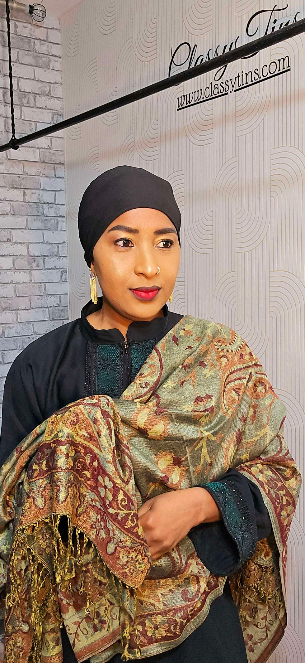 Thumbnail: Pashmina - vert/marron 