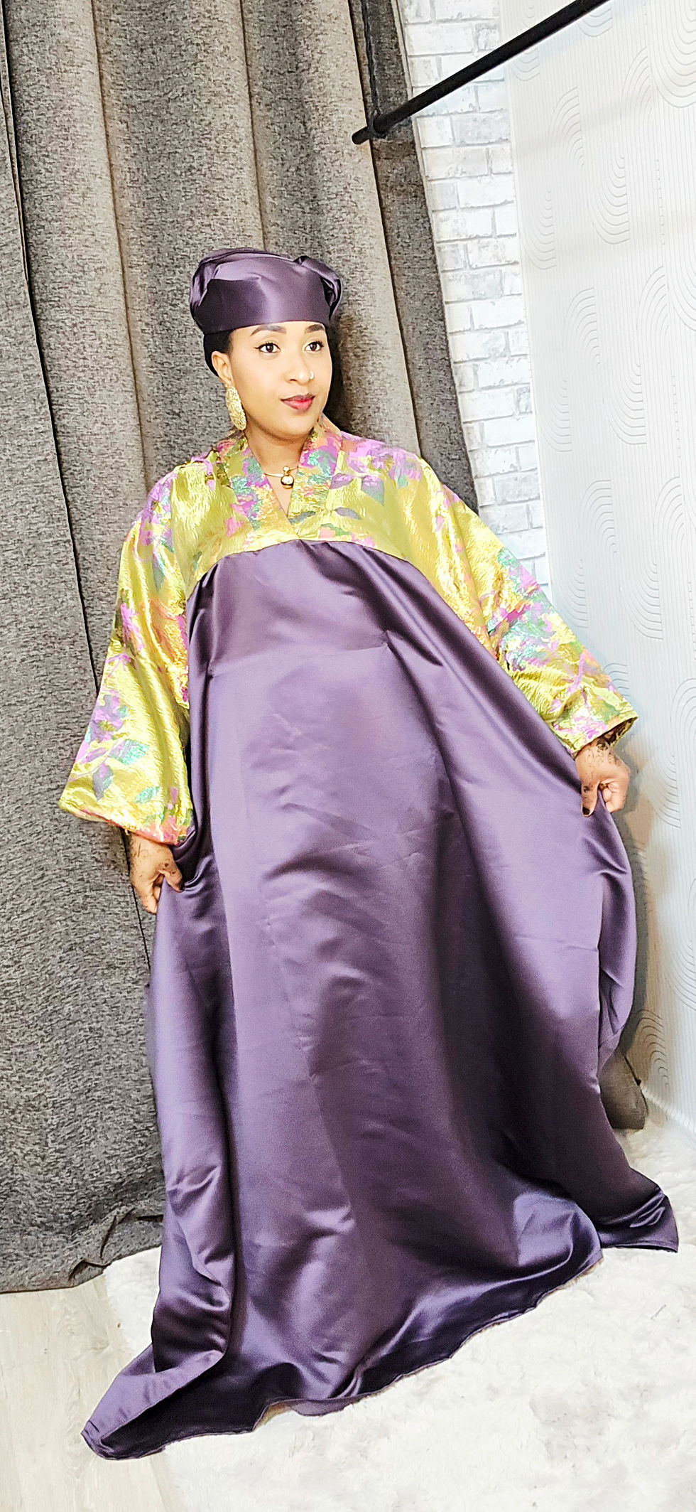 Miniature : Boubou mikado brocart - prune