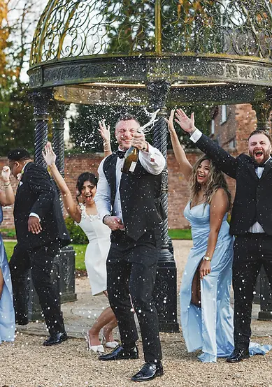 groom with Champagne explosion