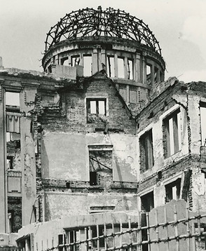 Hiroshima Industrial Promotion Hall after atomic bomb.