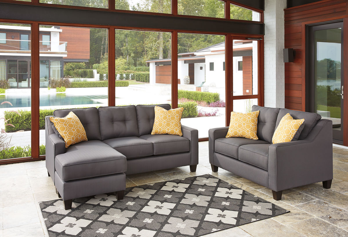 Aldie Nuvella - Gray - Sofa Chaise & Loveseat