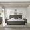 Thumbnail: Queen,King Wood Panel Bed, Gray Finish