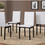 Thumbnail: Dining Set With 4 Marble Top, Gray,Black,White,Red