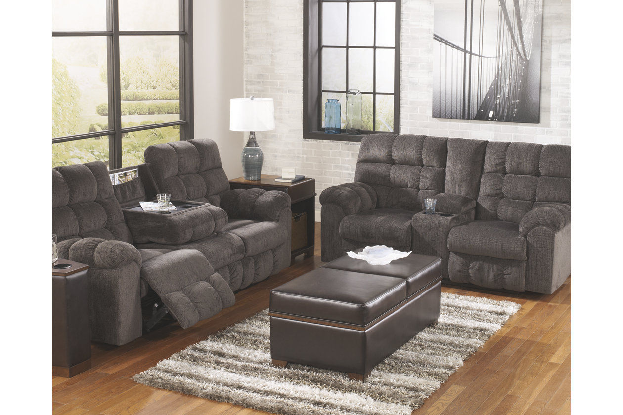 Acieona Reclining Sofa with Drop Down Table & loveseat