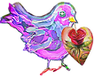 Valentine bird holding a heart ornament