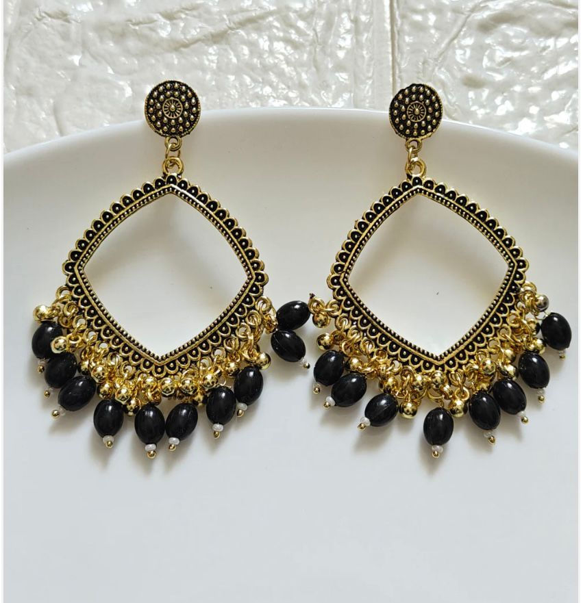 Golden Oxidized Square-Diamond Fornt View