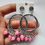 Thumbnail: Silver Round Oxidised Earring (light pink Beads)