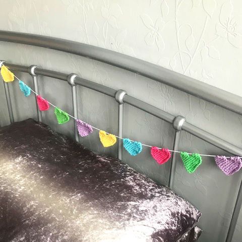 Easter colours mini knit love heart bunting