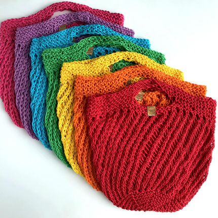 Knitted string market bags in a choice of 7 vibrant colours