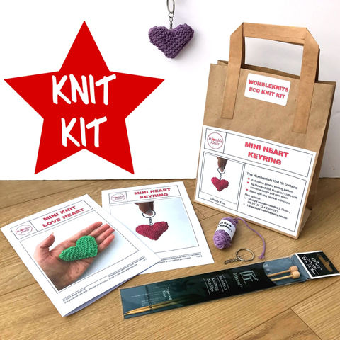 Mini love heart keyring knit kit