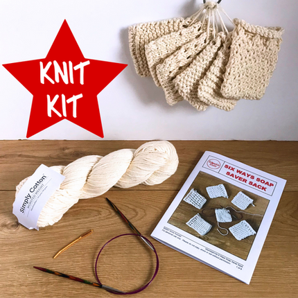 Organic cotton soap sacks knit kit